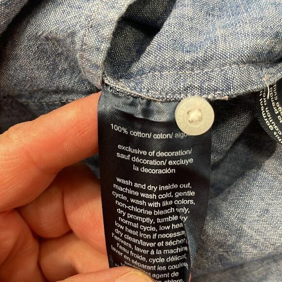 Tommy Hilfiger Chambray Sleeveless Button Up Shirt Size XL - Picture 5 of 5